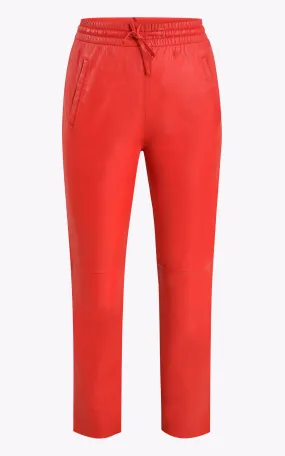Pantalon jogpant cuir rouge Oakwood - La Canadienne - Pantalons / shorts Cuir Rouge